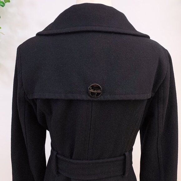 Kenneth Cole Black Wool Blend Trench Coat Size 4 - Picture 8 of 13